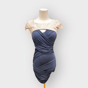 FINDERS KEEPERS Wrap Dress in Blue & Gold (Sz 2)